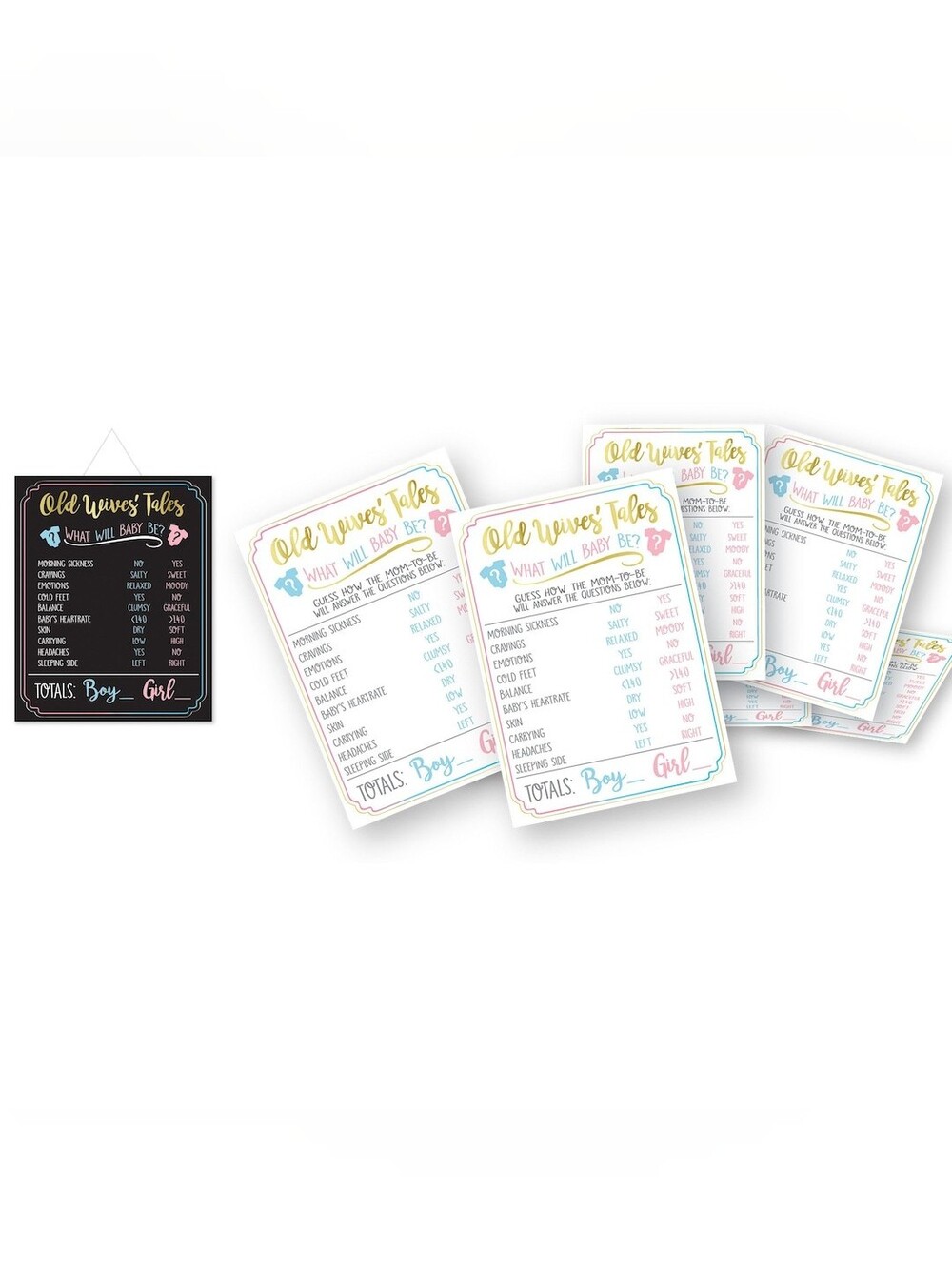 Old Wives' Tales Baby Gender Prediction Game Cards - Pink & Blue